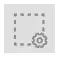 אייקון גלגל שיניים עם מסגרת מקווקוות על רקע אפור, מייצג את הגדרות העיצוב וההתאמה האישית של תוסף התמונות בעורך GoMixApp