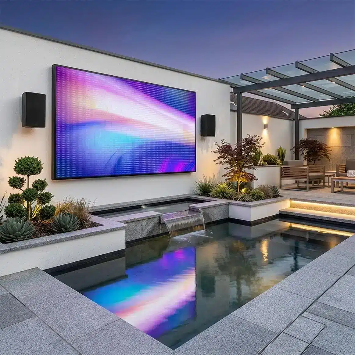 מסך לד חיצוני לבריכה ולגינה